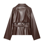 Chaqueta efecto piel mujer vista trasera