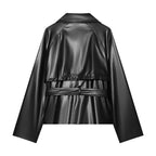Chaqueta efecto piel para mujer vista trasera